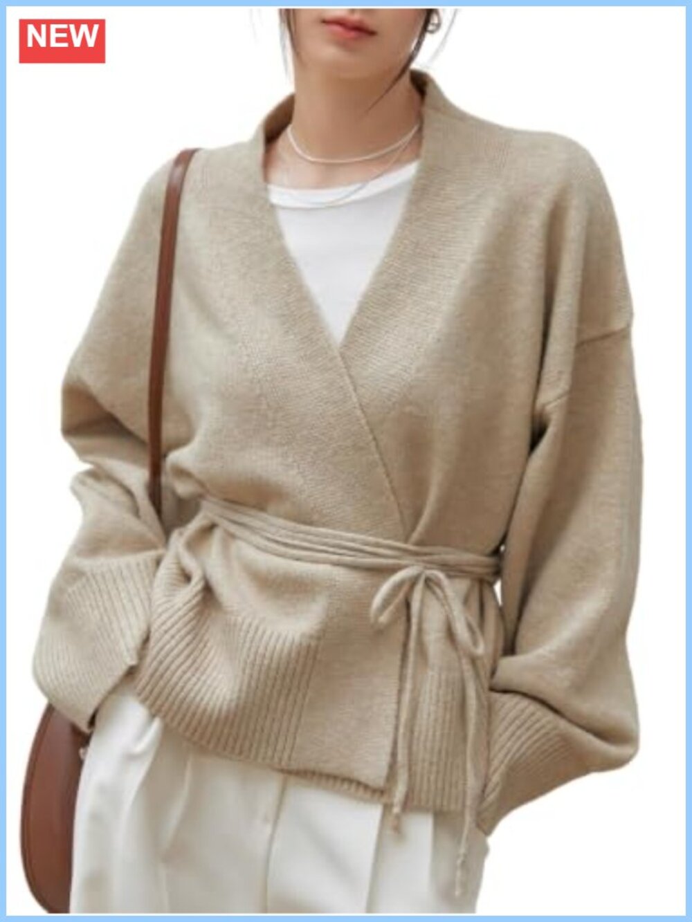 Women's Wrap Tie Front Long Sleeve Belted Cardigan Sweater